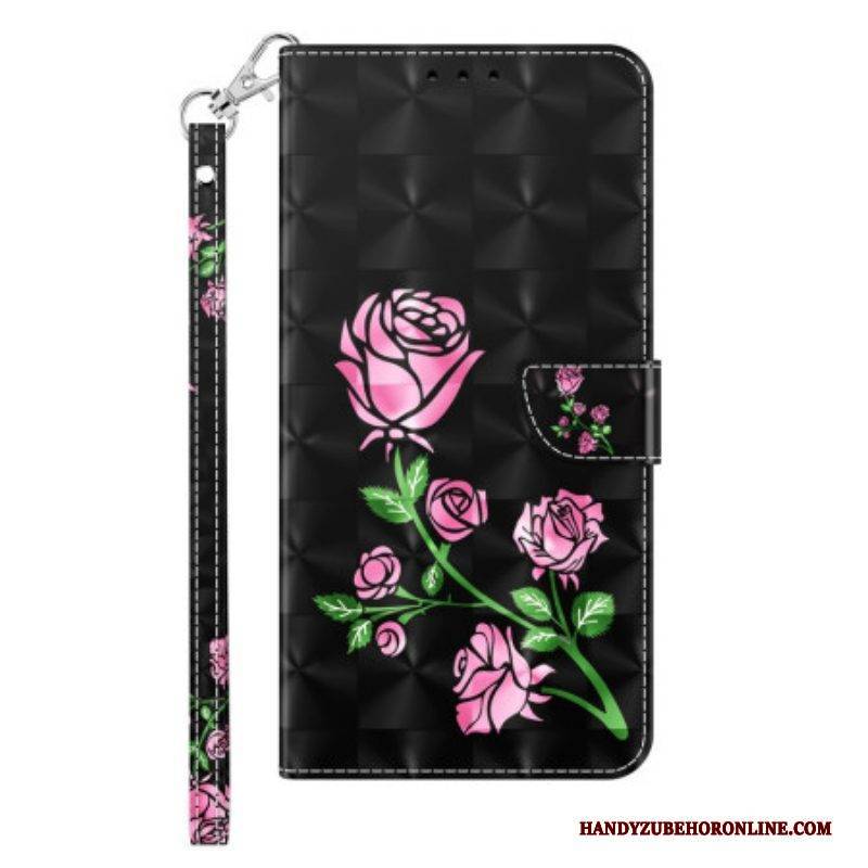 Flip Case Für iPhone 14 Pro Mit Kordel Riemenrosen