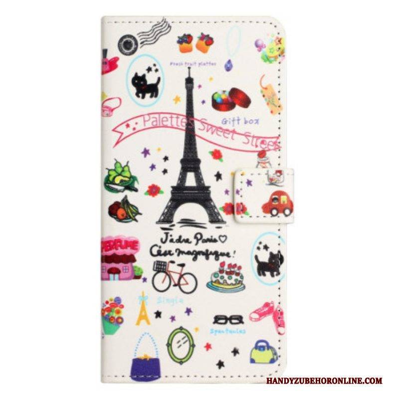 Flip Case Für iPhone 14 Pro Süßes Paris