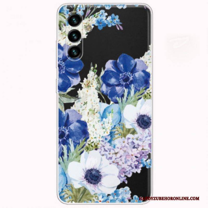 Handyhülle Für Samsung Galaxy A13 5G / A04s Aquarellblaue Blumen