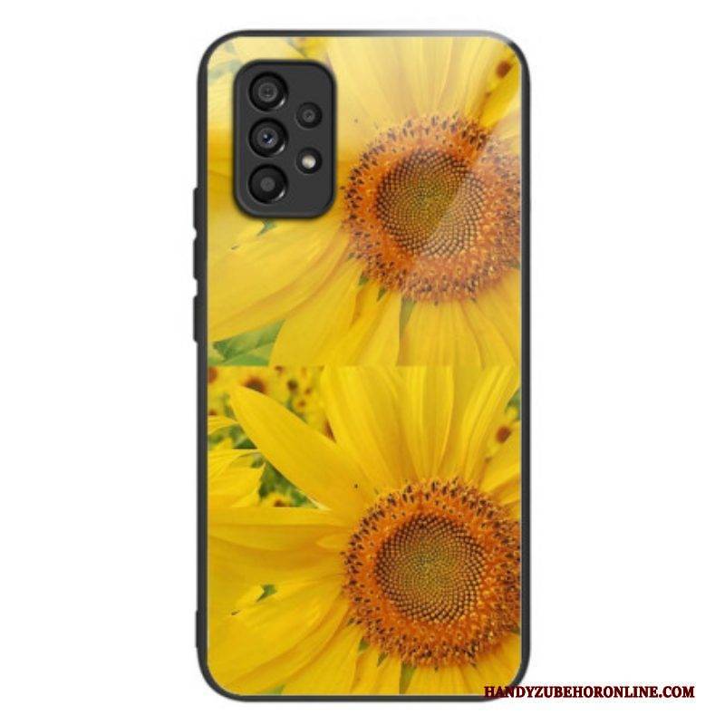 Handyhülle Für Samsung Galaxy A53 5G Sonnenblumen-gehärtetes Glas