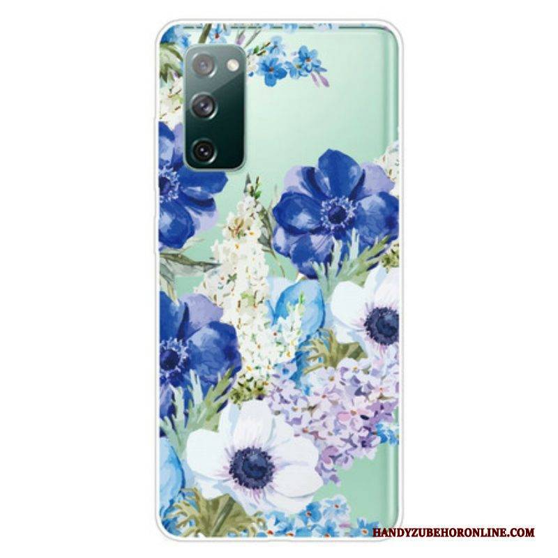 Handyhülle Für Samsung Galaxy S20 FE Nahtlose Aquarellblaue Blumen