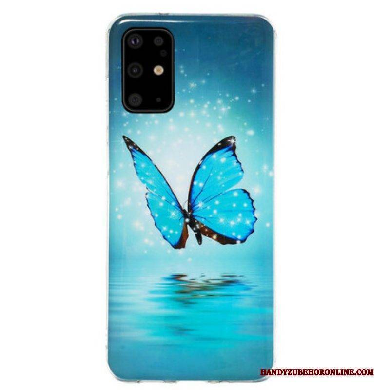 Handyhülle Für Samsung Galaxy S20 Plus / S20 Plus 5G Fluoreszierender Blauer Schmetterling