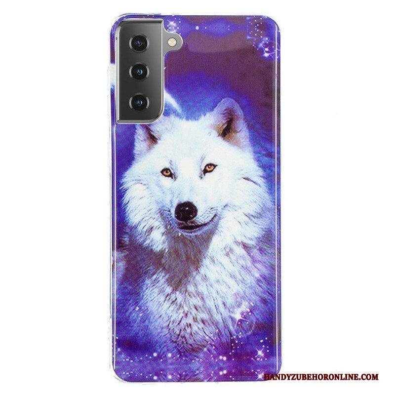 Handyhülle Für Samsung Galaxy S21 5G Fluoreszierende Wolf-serie