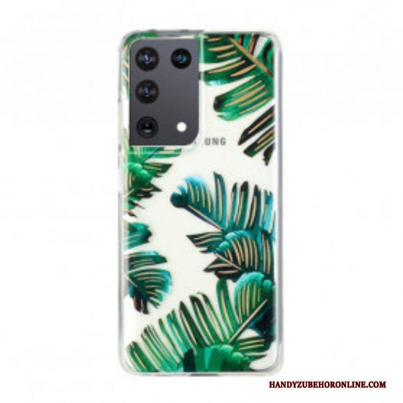 Handyhülle Für Samsung Galaxy S21 Ultra 5G Nahtlose Grüne Blätter