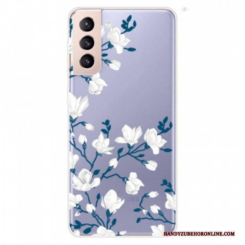 Handyhülle Für Samsung Galaxy S22 5G Nahtlose Weiße Blumen