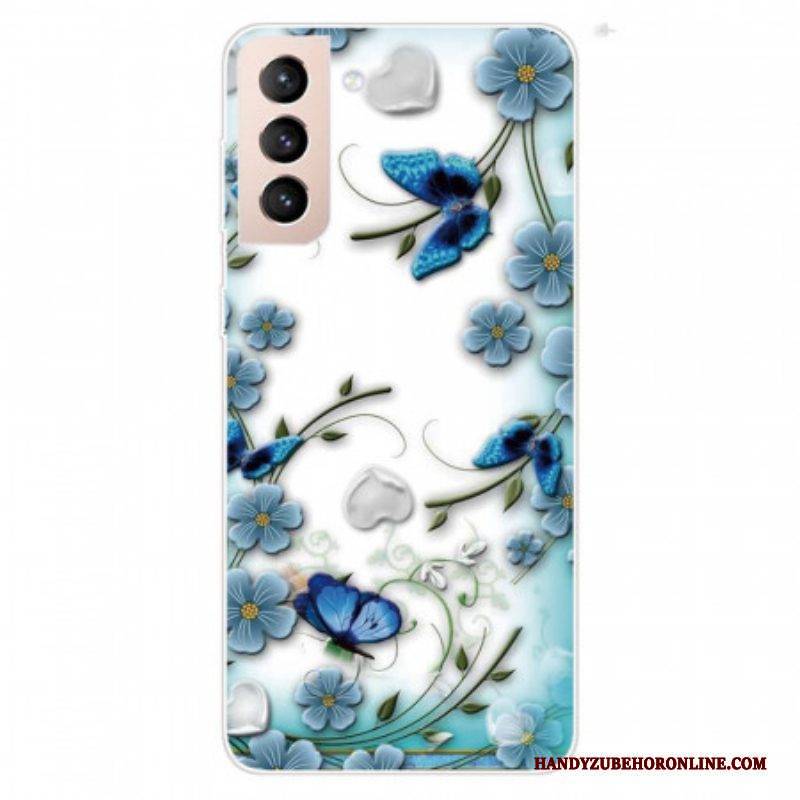 Handyhülle Für Samsung Galaxy S22 Plus 5G Retro-schmetterlinge Und Blumen