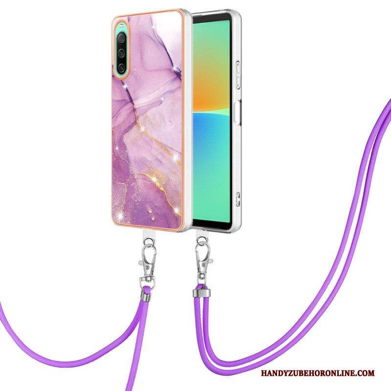 Handyhülle Für Sony Xperia 10 IV Mit Kordel Mit Marmorschnur