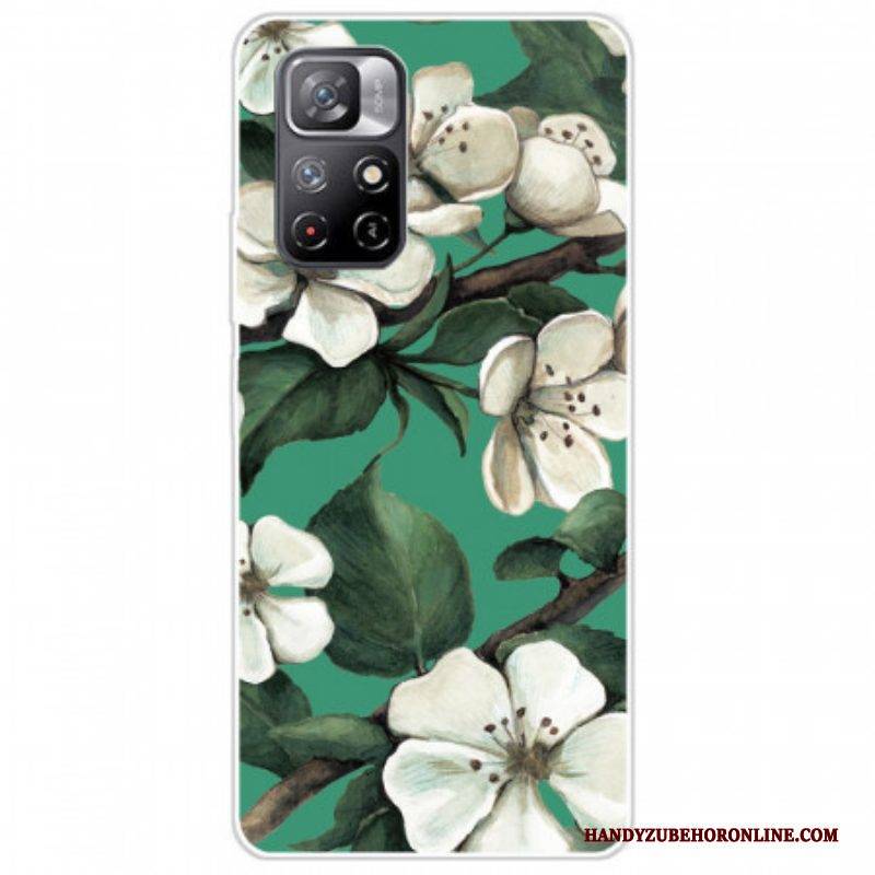Handyhülle Für Xiaomi Redmi Note 11 Pro Plus 5G Weiße Blumen Aus Silikon