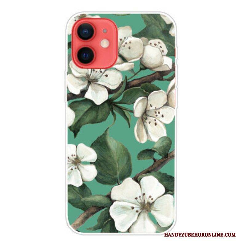 Handyhülle Für iPhone 13 Mini Bemalte Weiße Blumen