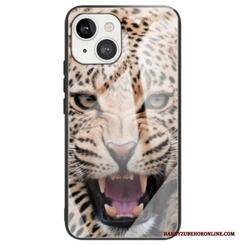Handyhülle Für iPhone 14 Gehärtetes Leopardenglas