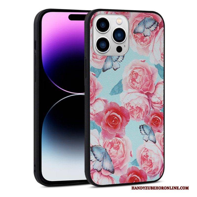 Handyhülle Für iPhone 14 Pro Kunstleder Mit Blumenmuster