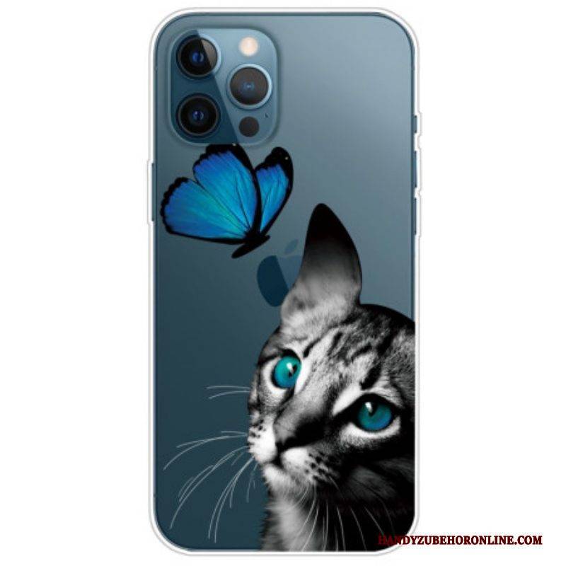 Handyhülle Für iPhone 14 Pro Max Katze Und Schmetterling
