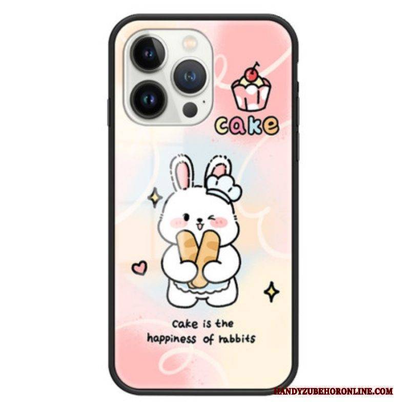 Handyhülle Für iPhone 15 Pro Happy Rabbit Gehärtetes Glas