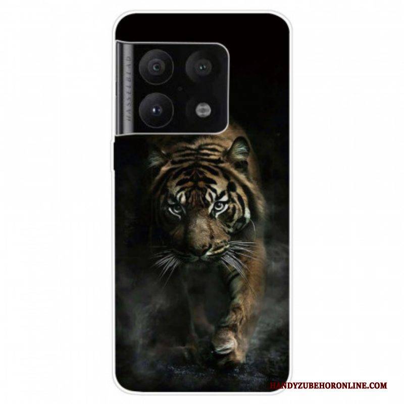 Hülle Für OnePlus 10 Pro 5G Flexibler Tiger Im Nebel