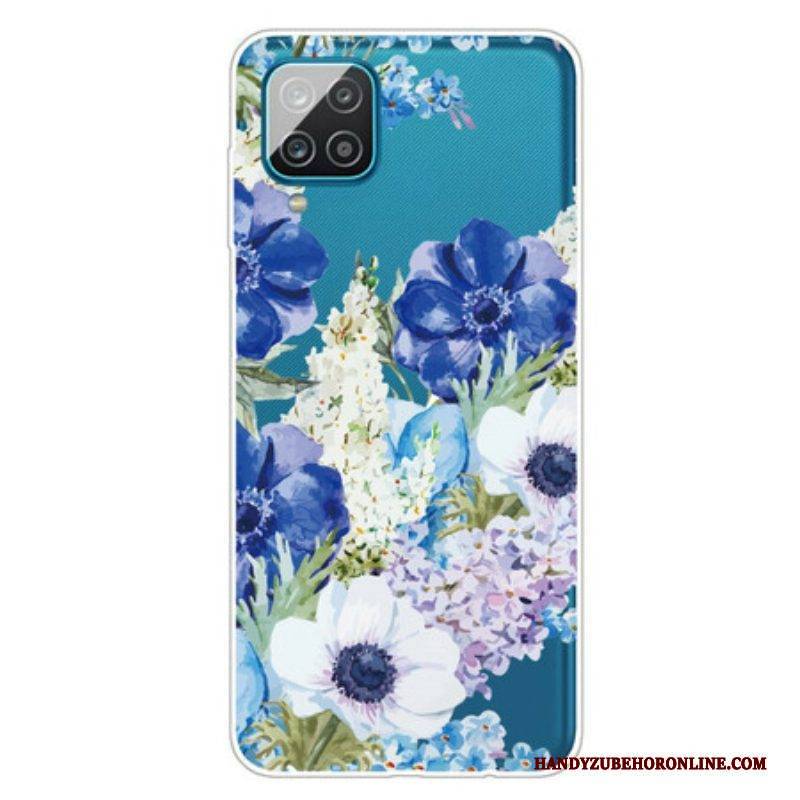 Hülle Für Samsung Galaxy M12 / A12 Nahtlose Aquarellblaue Blumen