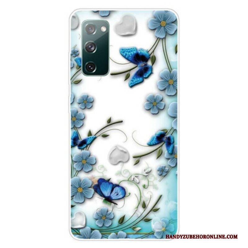 Hülle Für Samsung Galaxy S20 FE Nahtlose Retro-schmetterlinge Und Blumen