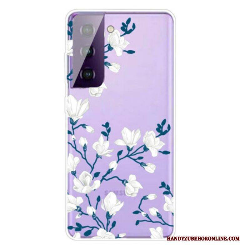 Hülle Für Samsung Galaxy S21 FE Weiße Blumen