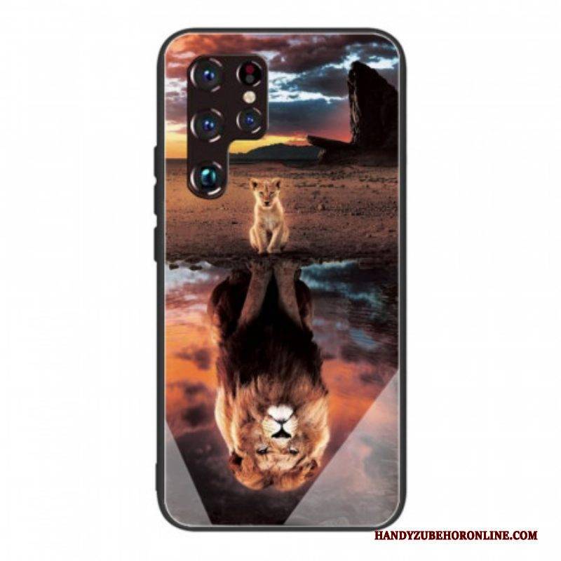 Hülle Für Samsung Galaxy S22 Ultra 5G Löwenjunges Traum Gehärtetes Glas