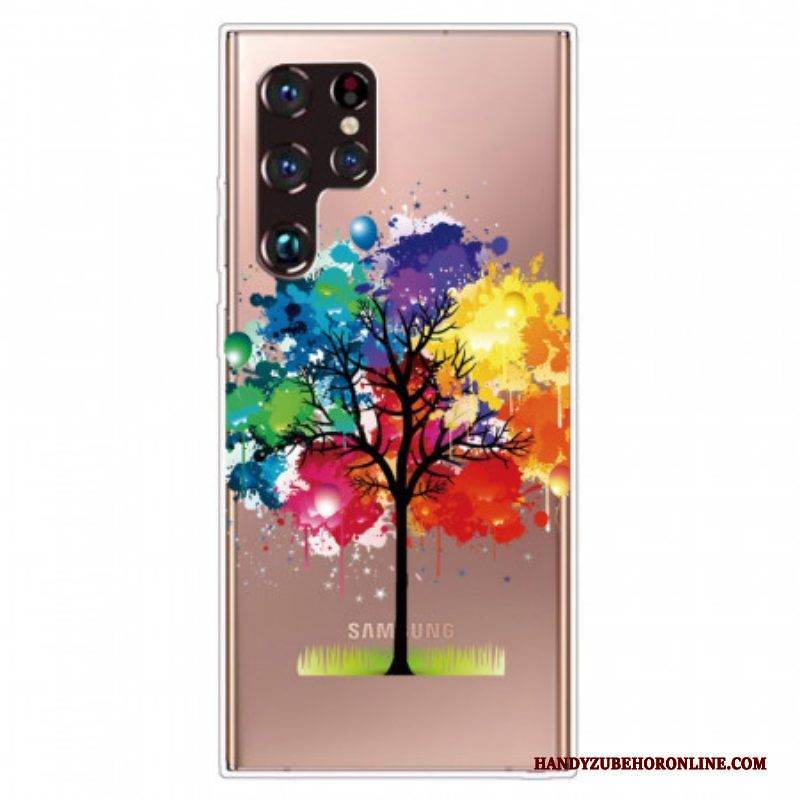 Hülle Für Samsung Galaxy S22 Ultra 5G Nahtloser Aquarellbaum