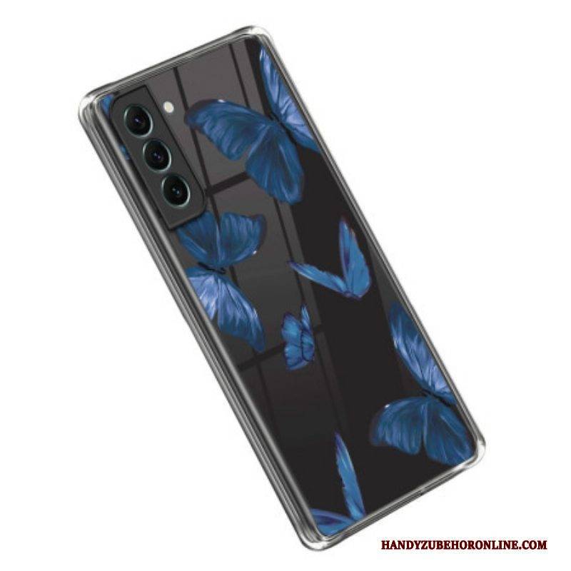 Hülle Für Samsung Galaxy S23 5G Nahtlose Blaue Schmetterlinge