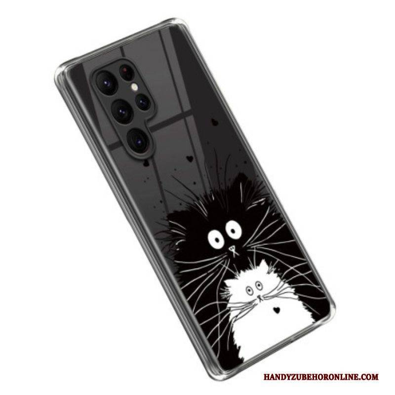 Hülle Für Samsung Galaxy S23 Ultra 5G Schwarze Katze. Weiße Katze