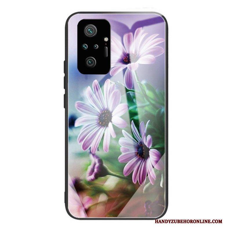 Hülle Für Xiaomi Redmi Note 10 Pro Realistische Blumen Aus Gehärtetem Glas