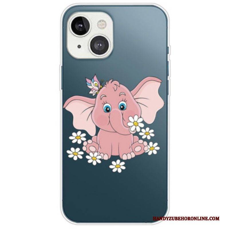 Hülle Für iPhone 14 Plus Nahtloser Rosa Elefant
