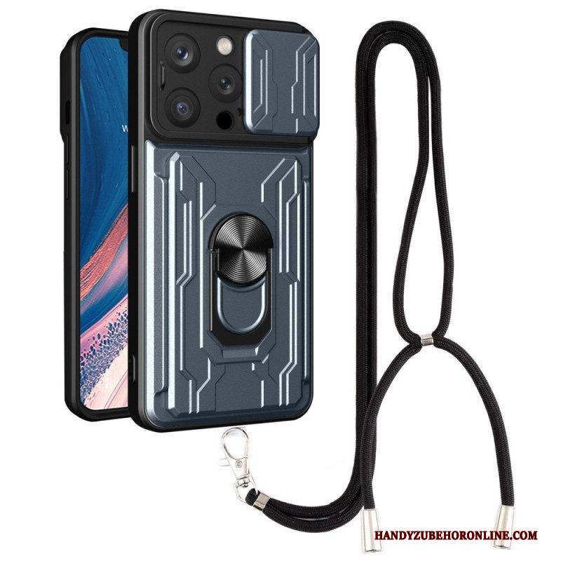 Hülle Für iPhone 14 Pro Mit Kordel Kartenhalter-lanyard Und Ständer