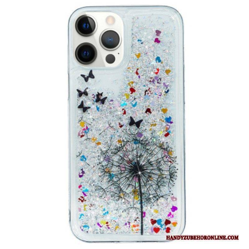 Hülle Für iPhone 15 Pro Max Löwenzahnglitter