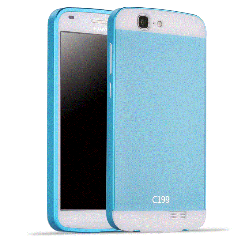 Hülle Huawei Ascend G7 Metall Handyhüllen Hellblau, Case Huawei Ascend G7 Taschen