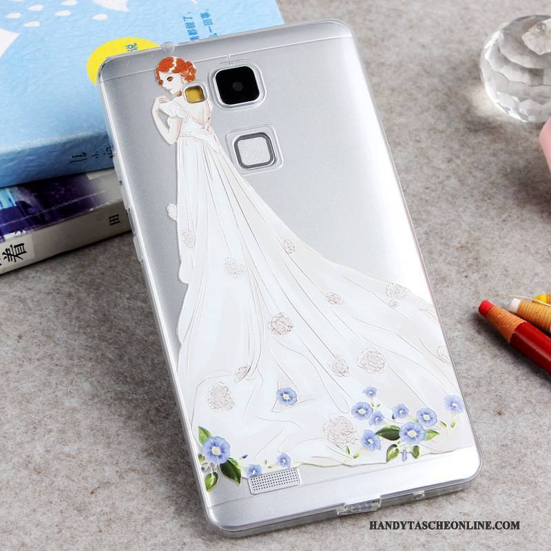 Hülle Huawei Ascend Mate 7 Gemalt Weiß Schlank, Case Huawei Ascend Mate 7 Silikon Handyhüllen Neu