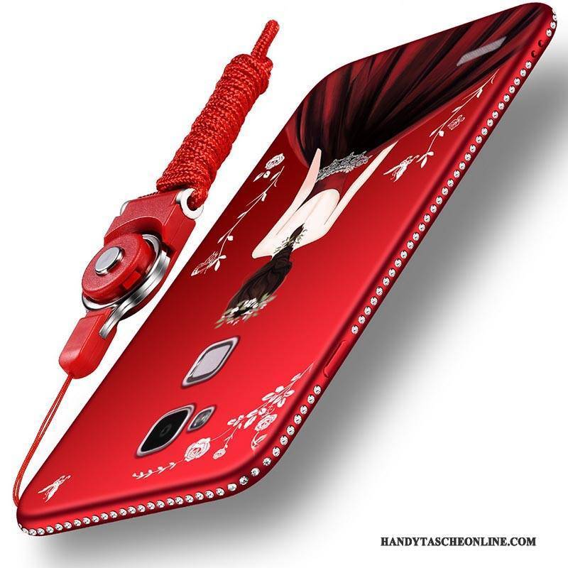 Hülle Huawei Ascend Mate 7 Silikon Rot Nubuck, Case Huawei Ascend Mate 7 Schutz Anti-sturz Handyhüllen