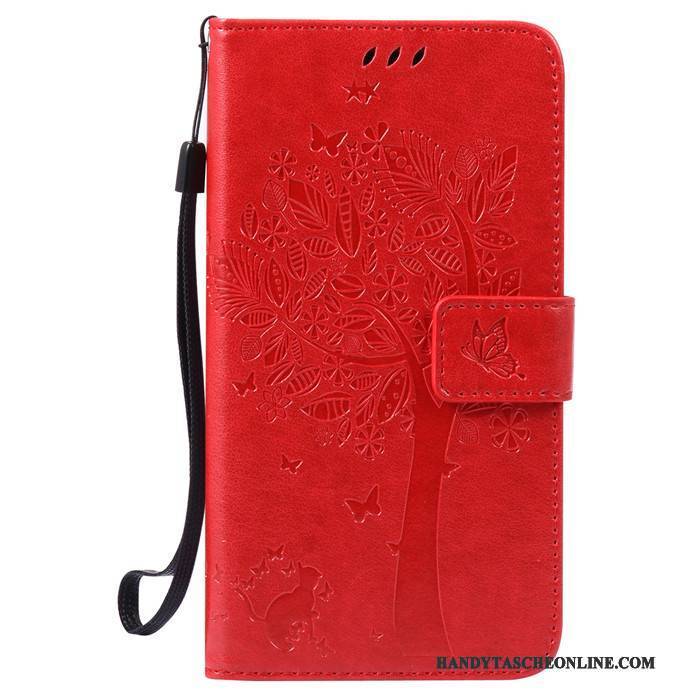 Hülle Huawei G7 Plus Lederhülle Handyhüllen Rot, Case Huawei G7 Plus Folio Anti-sturz