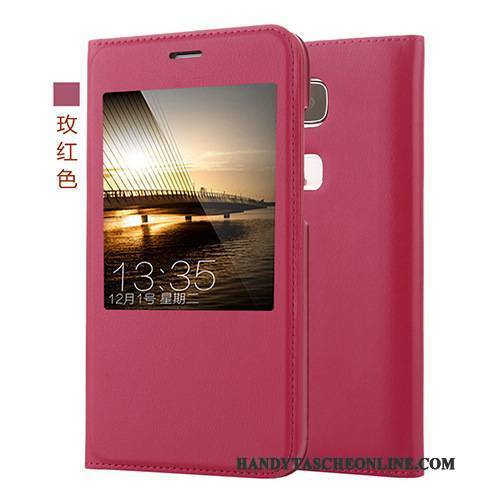 Hülle Huawei G7 Plus Lederhülle Handyhüllen Rot, Case Huawei G7 Plus Windows
