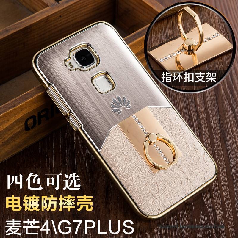 Hülle Huawei G7 Plus Metall Kunststoff Gold, Case Huawei G7 Plus Schutz Überzug Handyhüllen