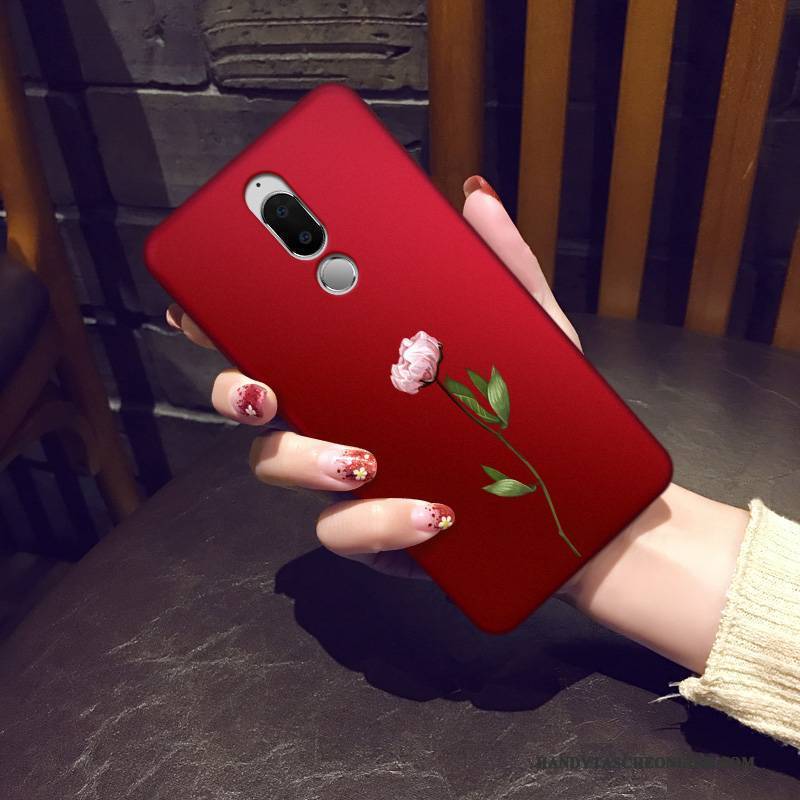 Hülle Huawei Mate 10 Lite Kreativ Nubuck Handyhüllen, Case Huawei Mate 10 Lite Silikon Rot Trend