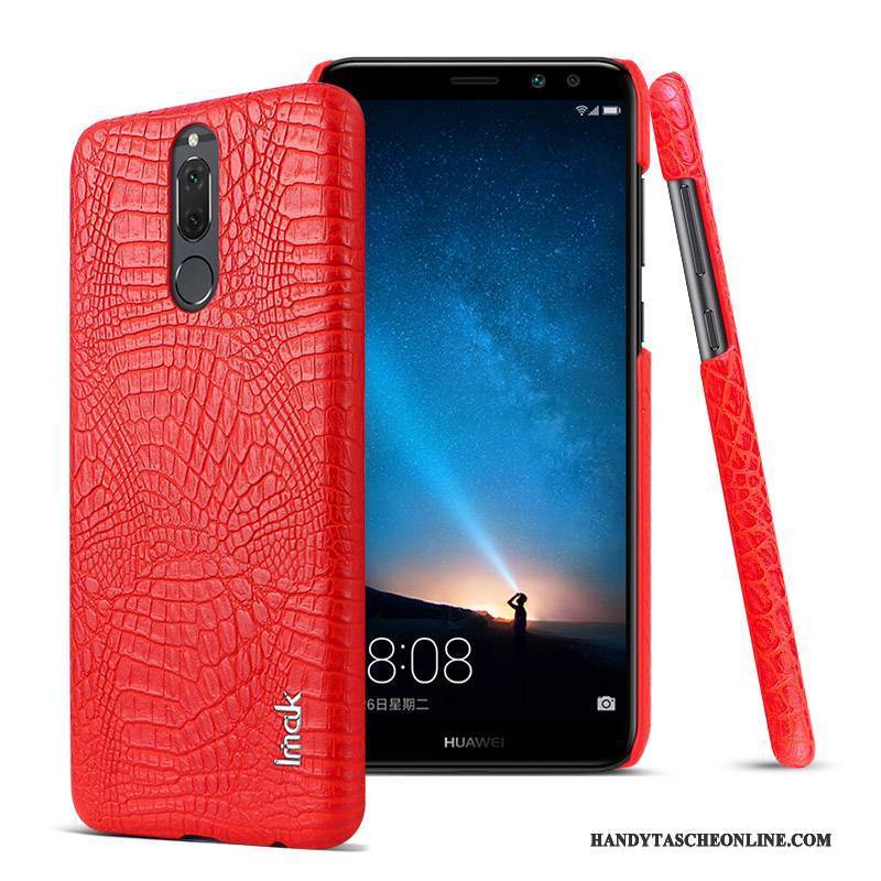 Hülle Huawei Mate 10 Lite Leder Handyhüllen Krokodilmuster, Case Huawei Mate 10 Lite Schutz Rot