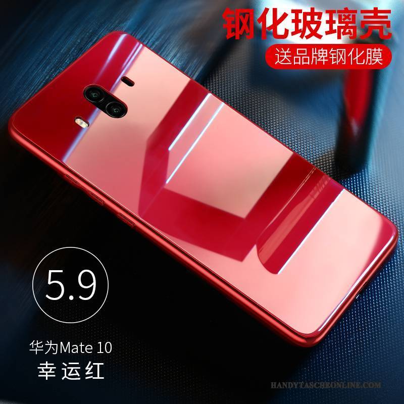 Hülle Huawei Mate 10 Taschen Glas Handyhüllen, Case Huawei Mate 10 Schutz Rot Schwer