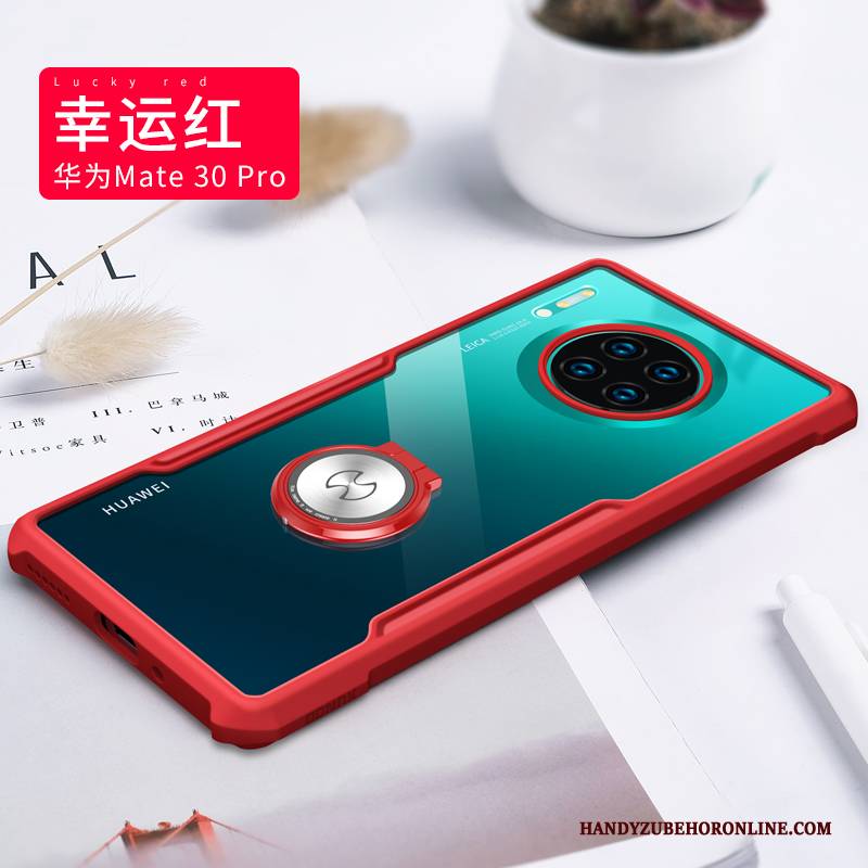 Hülle Huawei Mate 30 Pro Leder Handyhüllen Ballon, Case Huawei Mate 30 Pro Taschen Rot High-end