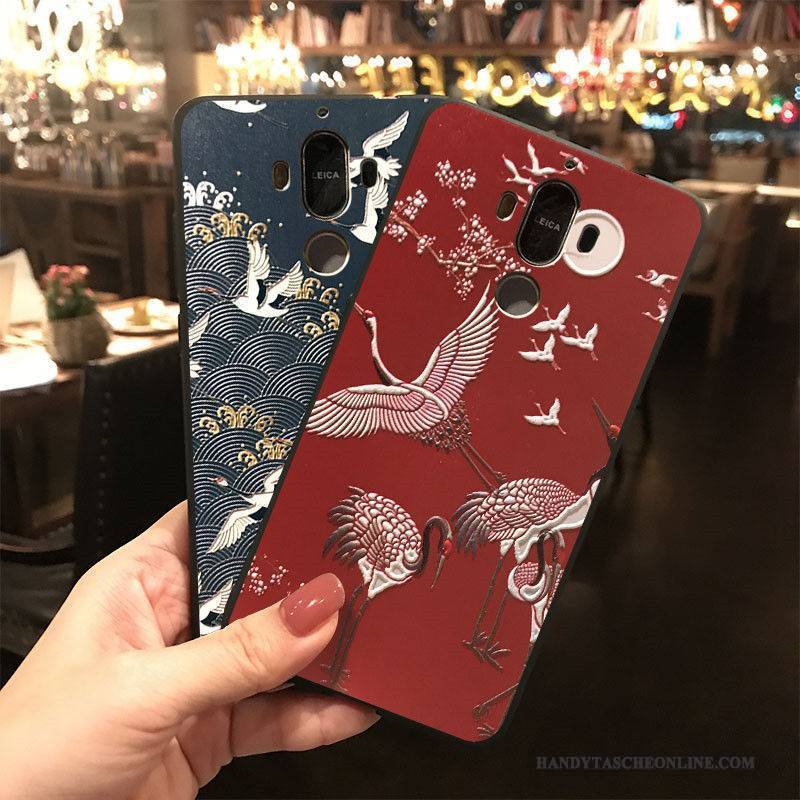 Hülle Huawei Mate 9 Karikatur Handyhüllen Hängende Verzierungen, Case Huawei Mate 9 Silikon Rot Dunkelblau