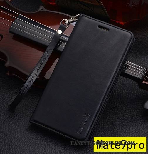 Hülle Huawei Mate 9 Pro Folio Handyhüllen Anti-sturz, Case Huawei Mate 9 Pro Schutz Schwarz