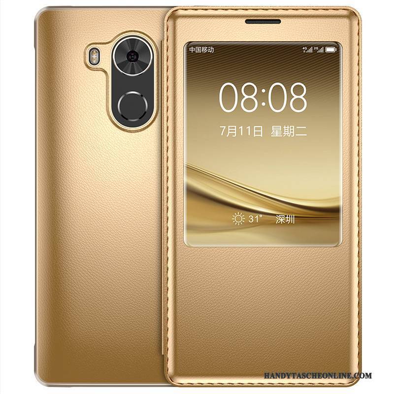 Hülle Huawei Mate 9 Taschen Gold Handyhüllen, Case Huawei Mate 9 Lederhülle Anti-sturz