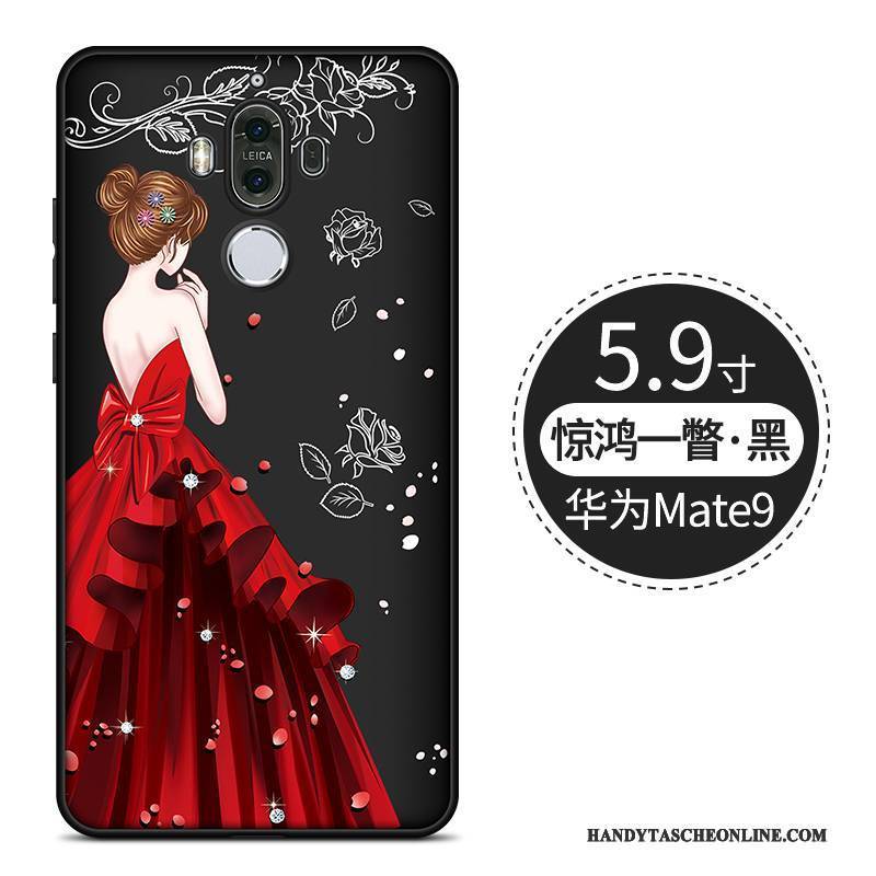 Hülle Huawei Mate 9 Taschen Schwarz Handyhüllen, Case Huawei Mate 9 Kreativ Persönlichkeit Nubuck