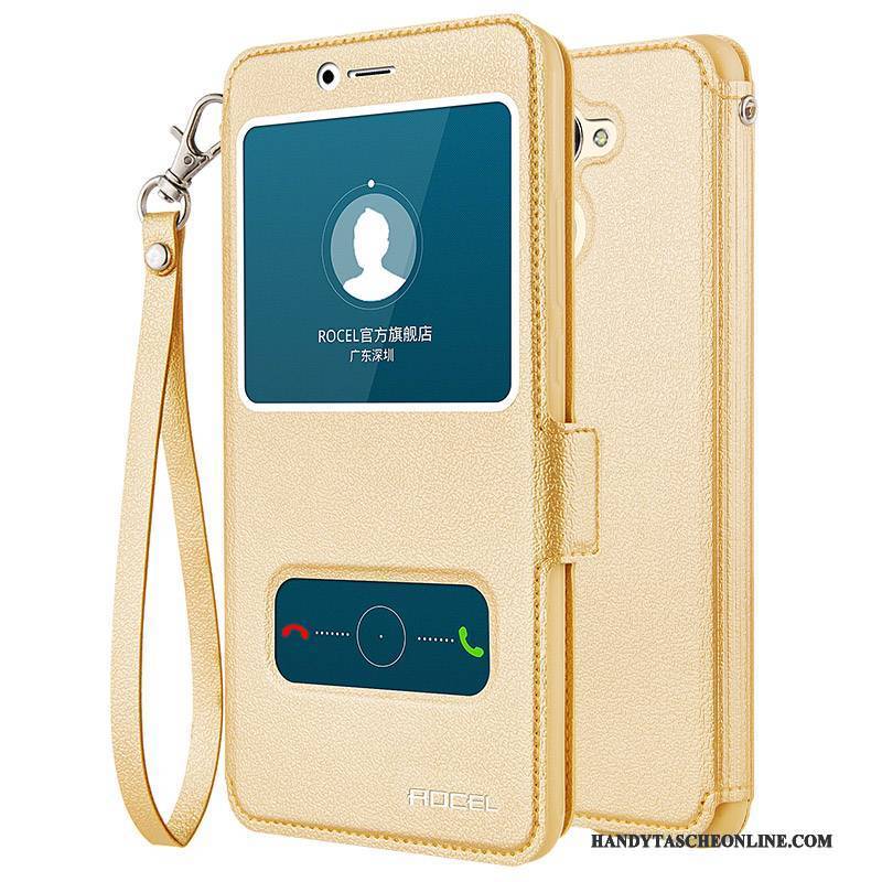 Hülle Huawei P Smart Taschen Gold Handyhüllen, Case Huawei P Smart Folio