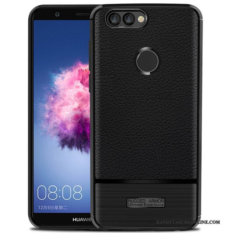 Hülle Huawei P Smart Taschen Nubuck Handyhüllen, Case Huawei P Smart Schutz Anti-sturz Schwarz