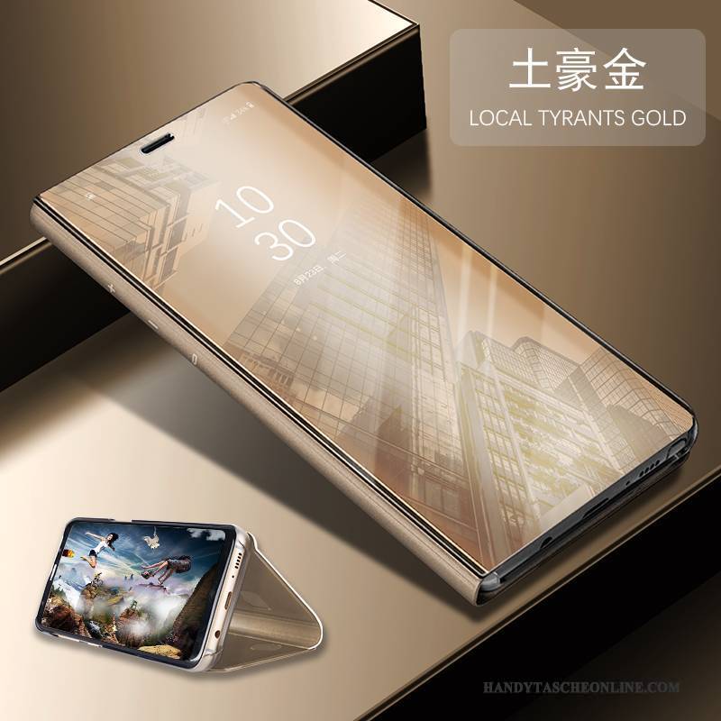 Hülle Huawei P10 Plus Folio Handyhüllen Gold, Case Huawei P10 Plus Taschen Anti-sturz Spiegel
