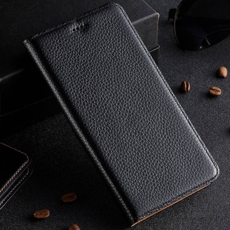 Hülle Huawei P10 Plus Leder Schwarz Handyhüllen, Case Huawei P10 Plus Schutz Litchi