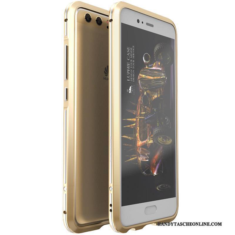 Hülle Huawei P10 Plus Metall Handyhüllen Gold, Case Huawei P10 Plus Schutz Grenze Jugend