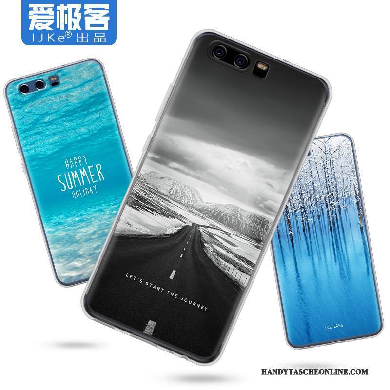 Hülle Huawei P10 Plus Silikon Anti-sturz Blau, Case Huawei P10 Plus Kreativ Handyhüllen Transparent