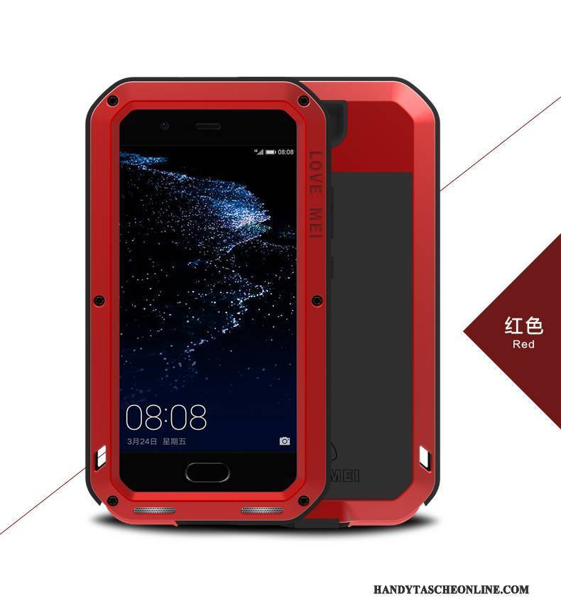Hülle Huawei P10 Plus Silikon Drei Verteidigungen Anti-sturz, Case Huawei P10 Plus Schutz Rot Handyhüllen